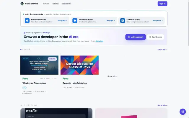 Clash of Devs website